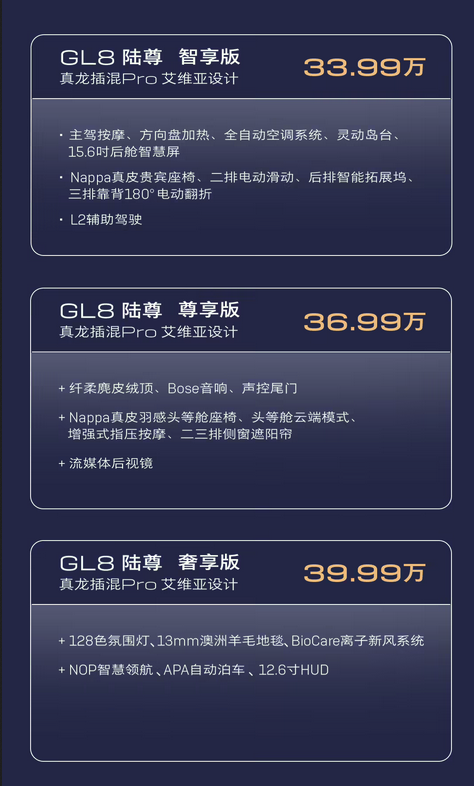 别克全新GL8陆尊上市：33.99万起搭真龙插混，综合续航1450公里